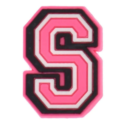 Shoe charm - A-Z  LETTERS, Pink with Black frame
