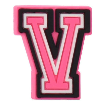Shoe charm - A-Z  LETTERS, Pink with Black frame