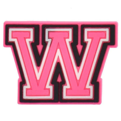 Shoe charm - A-Z  LETTERS, Pink with Black frame