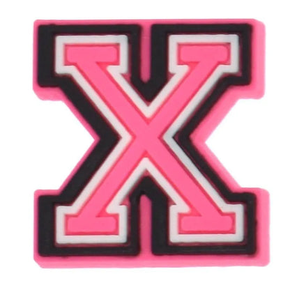 Shoe charm - A-Z  LETTERS, Pink with Black frame