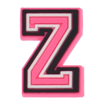 Shoe charm - A-Z  LETTERS, Pink with Black frame