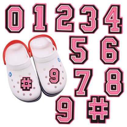 Shoe charm -NUMBERS, Pink with Black Frame