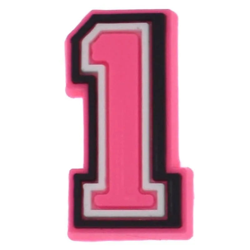 Shoe charm -NUMBERS, Pink with Black Frame