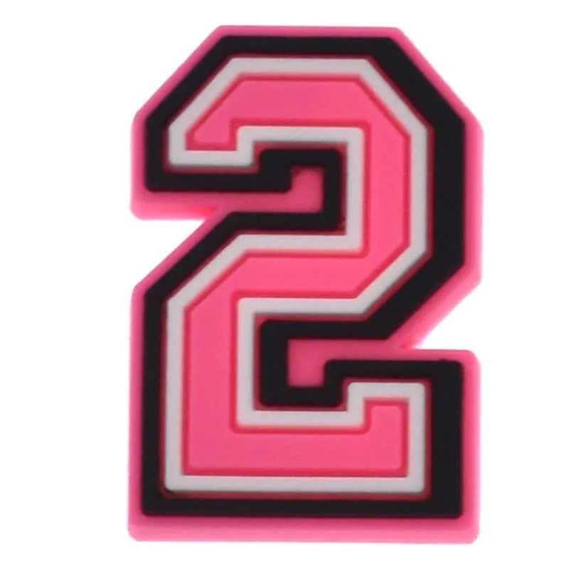 Shoe charm -NUMBERS, Pink with Black Frame