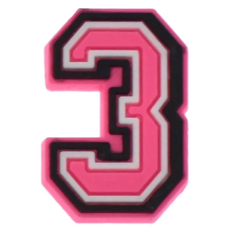 Shoe charm -NUMBERS, Pink with Black Frame