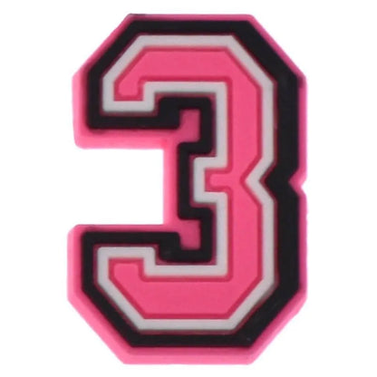 Shoe charm -NUMBERS, Pink with Black Frame