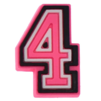 Shoe charm -NUMBERS, Pink with Black Frame