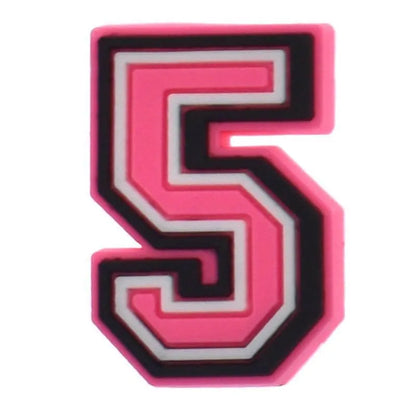 Shoe charm -NUMBERS, Pink with Black Frame