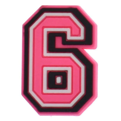 Shoe charm -NUMBERS, Pink with Black Frame