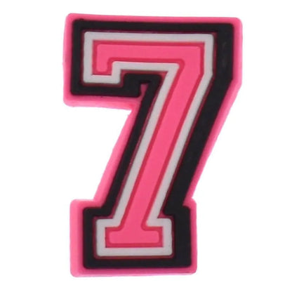 Shoe charm -NUMBERS, Pink with Black Frame