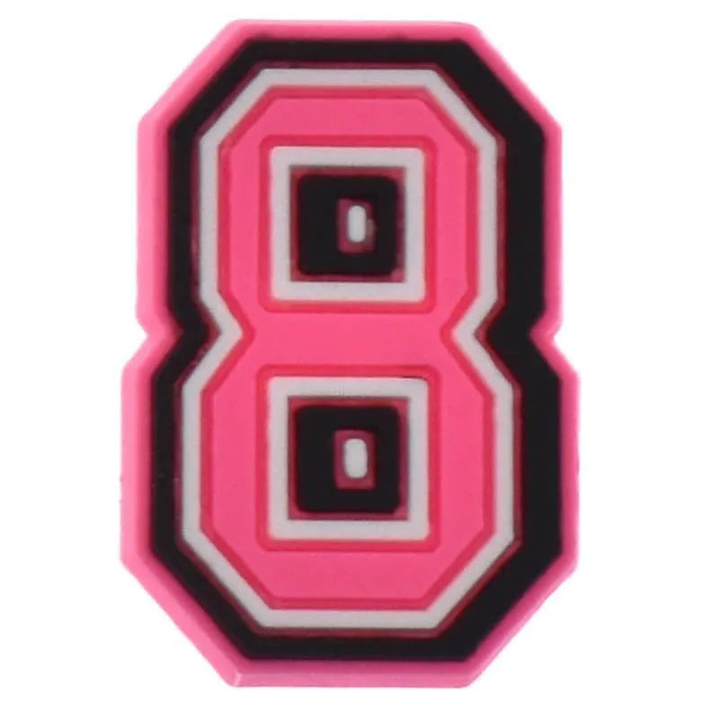 Shoe charm -NUMBERS, Pink with Black Frame