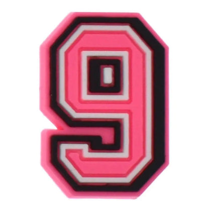 Shoe charm -NUMBERS, Pink with Black Frame