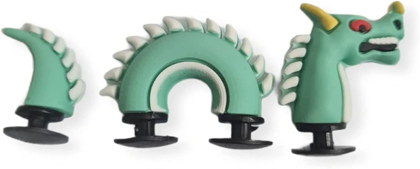 3D Dragon 3 parts green shoe charm