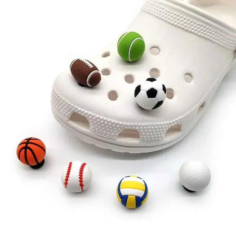 3D Football blue/white/yellow shoe charm