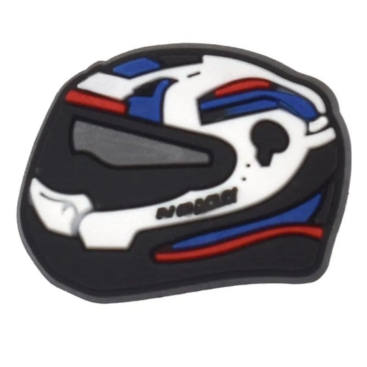 Crash Helmet Blue/White Shoe Charm