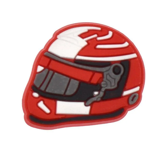 Crash Helmet Red/White Shoe Charm