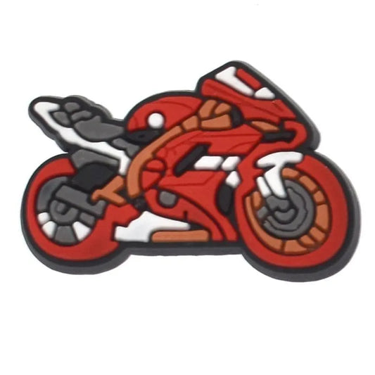 Motorbike Red Tyres Shoe Charm