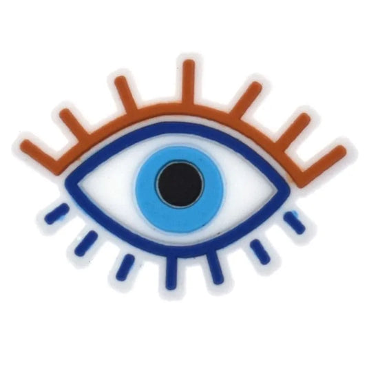 Oval Blue/Blue With Brown Eye Lashes Evil Eye Shoe Charm