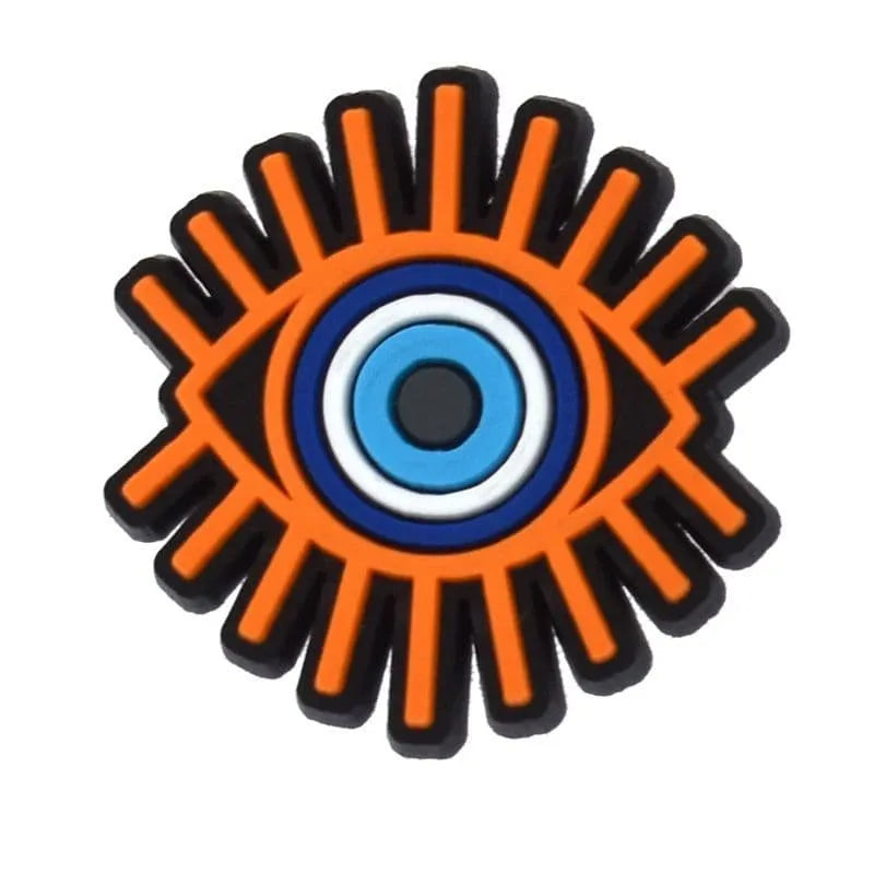Round Blue/Blue With Orange Lashes Evil Eye Shoe Charm