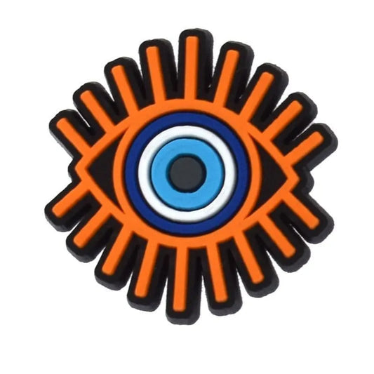 Round Blue/Blue With Orange Lashes Evil Eye Shoe Charm
