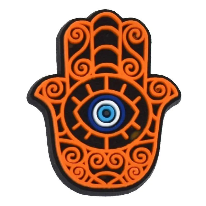 Orange Hamsa Hand Evil Eye Shoe Charm