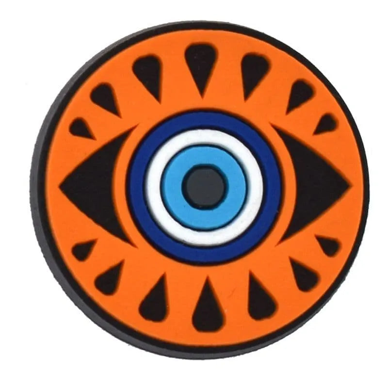 Round Orange/Blue Evil Eye Shoe Charm