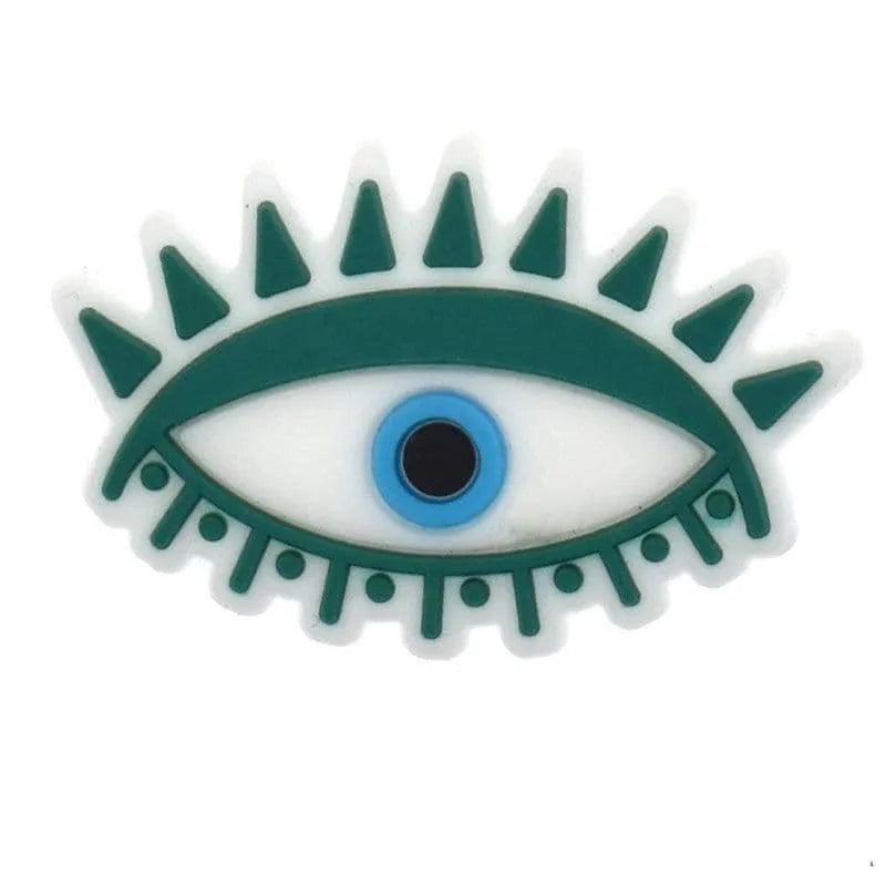 Oval Aqua With Lashes Evil Eye Shoe Charm