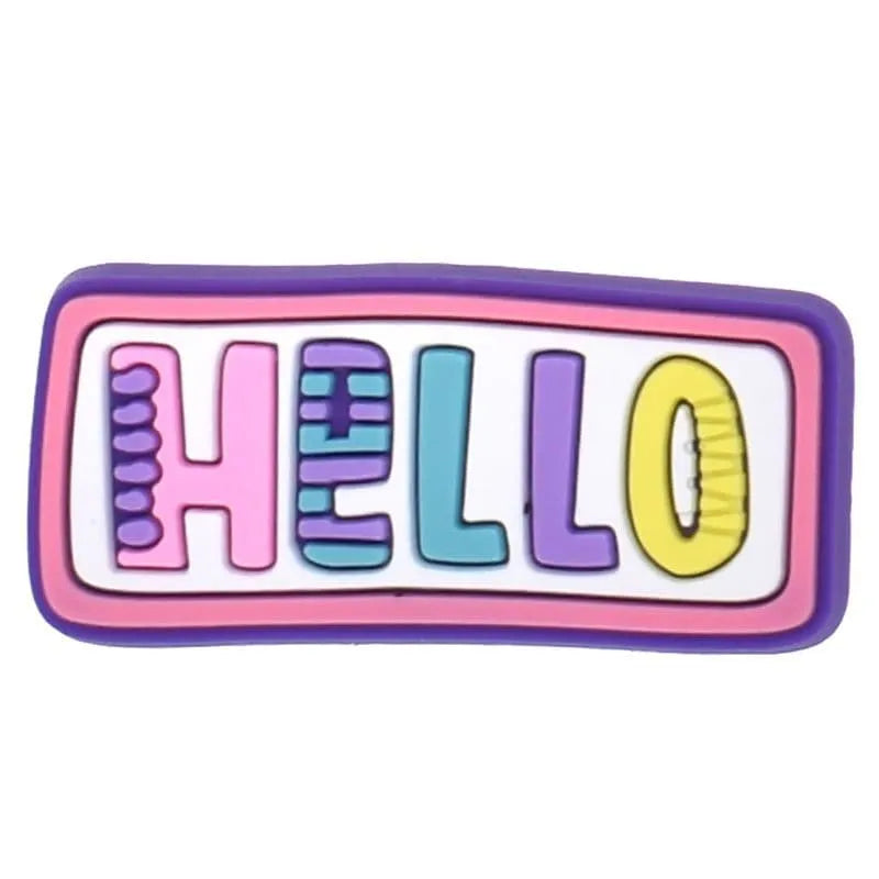Hello Multi-Coloured With Pink Border Shoe Charm