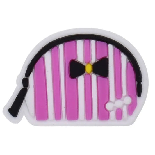 Makeup Bag Pink Stripes Shoe Charm