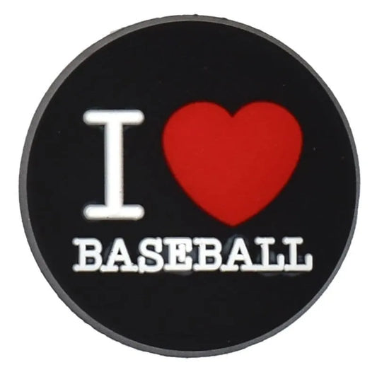 I Love Baseball Black Badge Logo Sign Shoe Charm