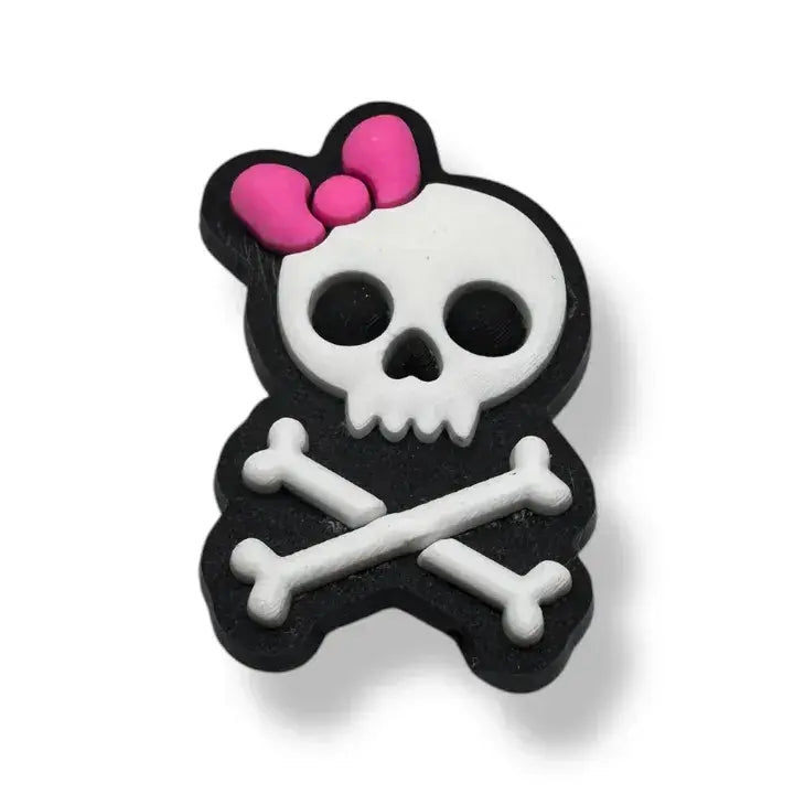 Pink Ribbon Skull and Crossbones Shoe Charm