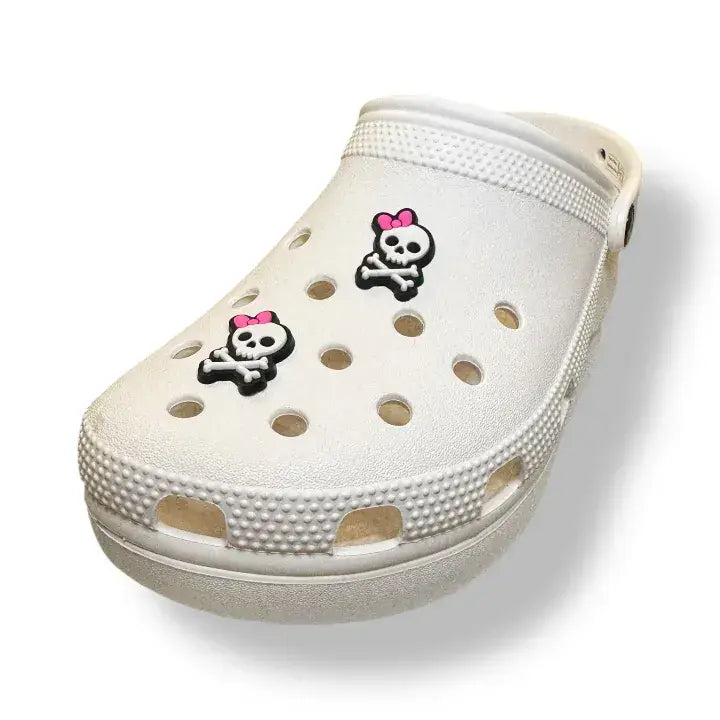 Pink Ribbon Skull and Crossbones Shoe Charm