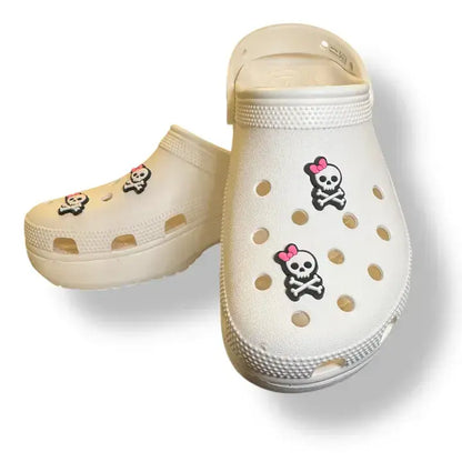 Pink Ribbon Skull and Crossbones Shoe Charm