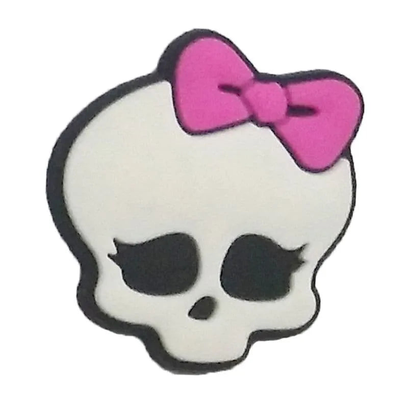 Pink Ribbon Skull Shoe Charm