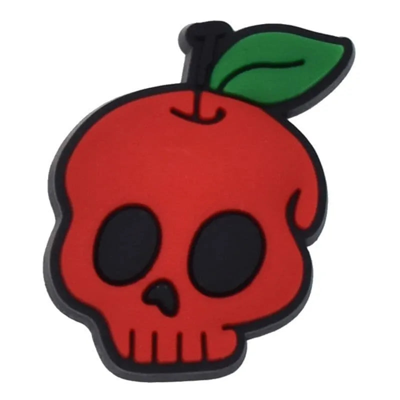 Red Apple Skull Shoe Charm