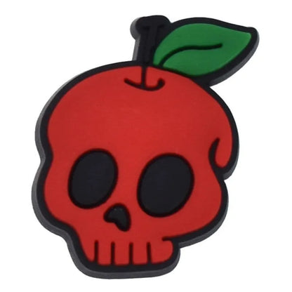 Red Apple Skull Shoe Charm