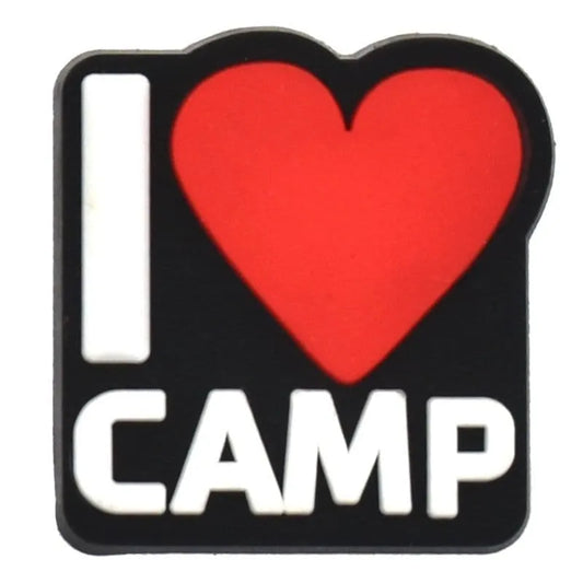 I Love Camp Badge Sign Logo Camping Shoe Charm