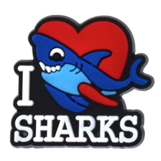 I Love Sharks Badge Logo Sharks Shoe Charm
