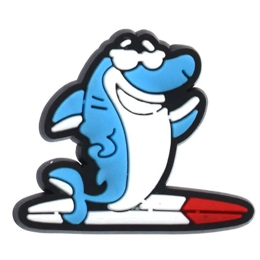Riding A Surfboard Sharks Shoe Charm