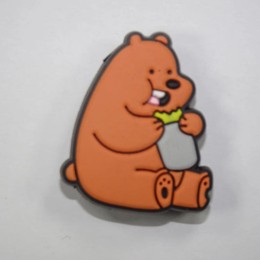 Brown Bear Sitting Shoe Charm