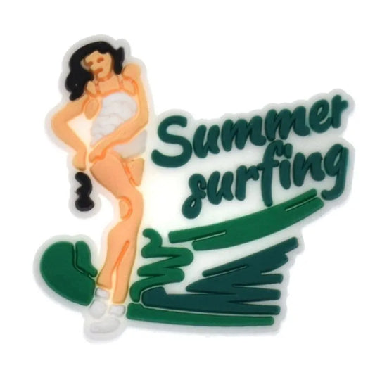 Summer Surfing Badge Logo Shoe Charm