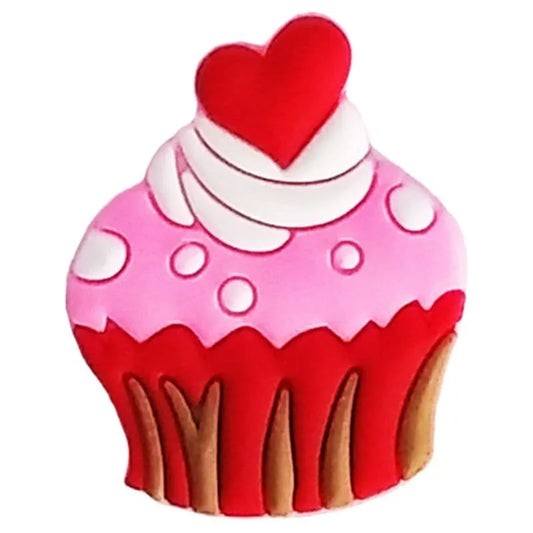 Strawberry Heart Cup Cake Shoe Charm