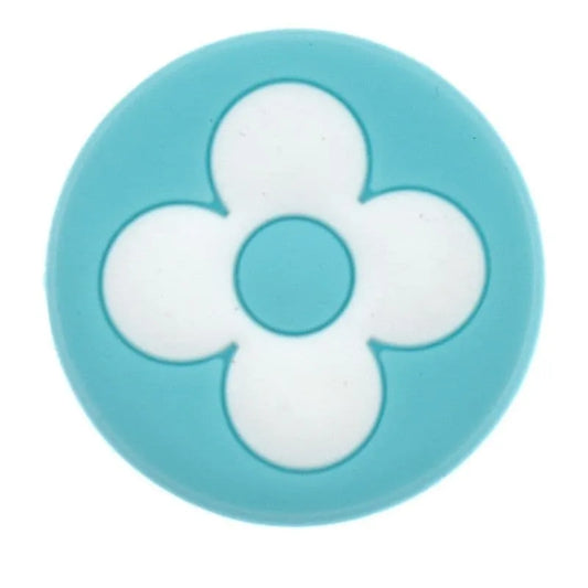Lv Flower Badge Logo White On Aqua Shoe Charm