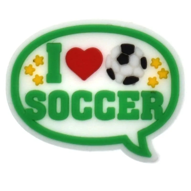 I Love Soccer Speech Bubble Football Shoe Charm