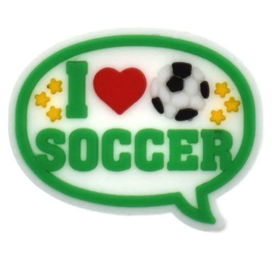 I Love Soccer Speech Bubble Football Shoe Charm
