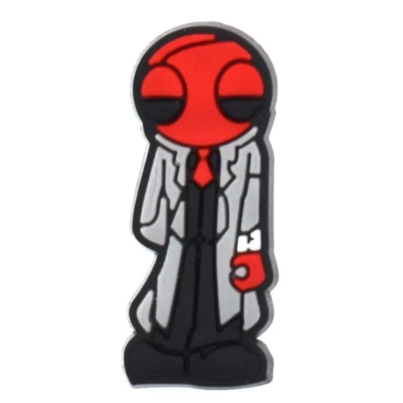Sleepy Red Scientist Rainbow Friends Game Shoe Charm
