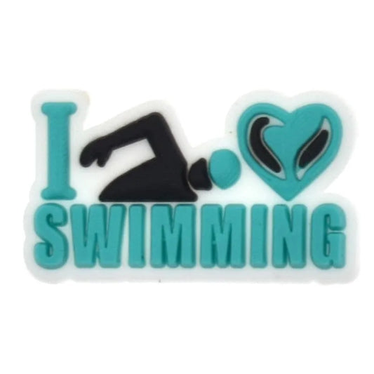 I Love Swimming Sign Logo Swimming Shoe Charm