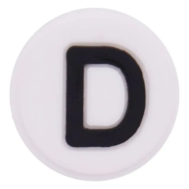 Shoe charm - A-Z  LETTERS, Round, Black on White