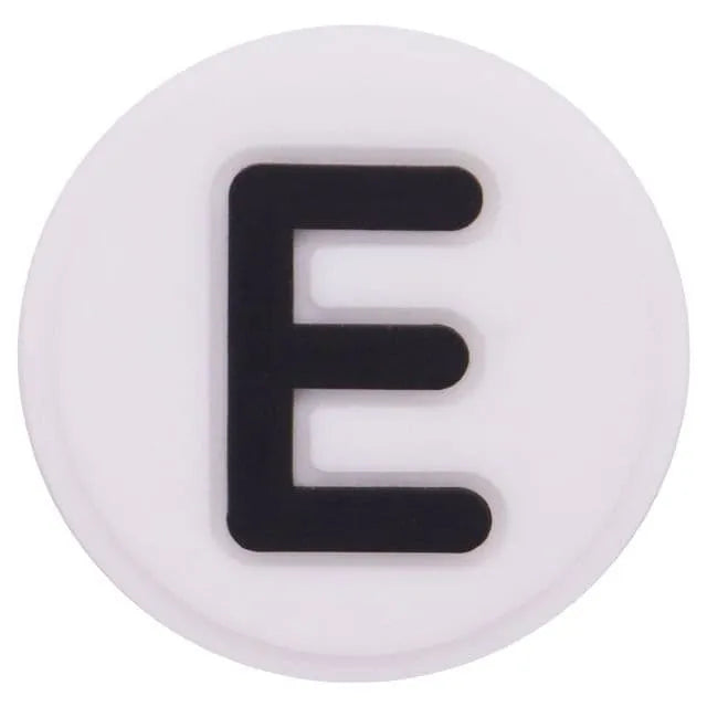 Shoe charm - A-Z  LETTERS, Round, Black on White