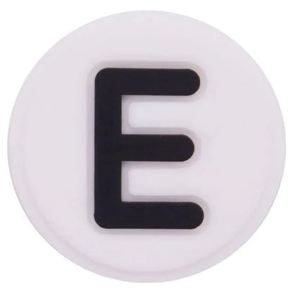 Shoe charm - A-Z  LETTERS, Round, Black on White